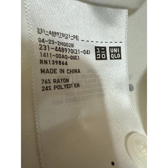 Uniqlo Women's White Polka Dot Long Sleeve Button Down Shirt Blouse Top Size M - Picture 4 of 4